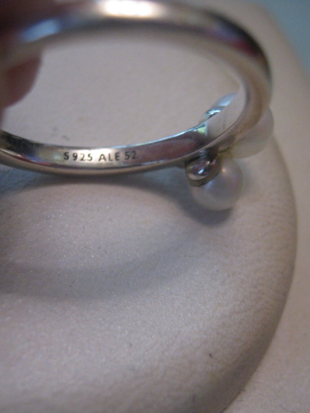 Authentic PANDORA Pearls with CZ Ring - Size 52 (6) - 50$ - Picture 3 of 3